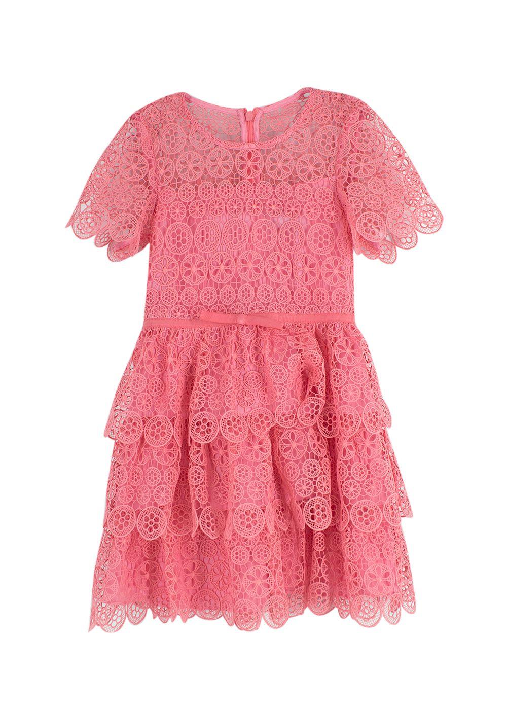 Self Portrait Kids  Pink Guipure  Lace Dress