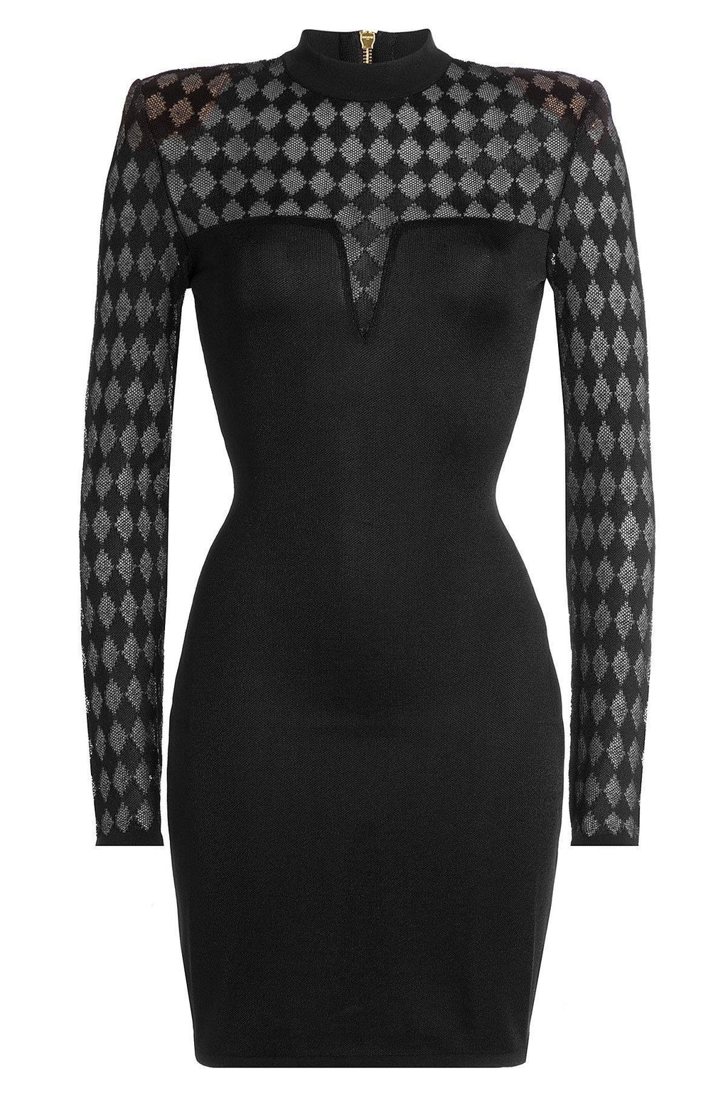 Balmain Harlequin-Print Illusion Mini Dress