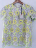 Manoush white & yellow floral lace top