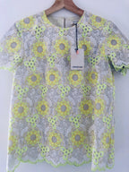Manoush white & yellow floral lace top