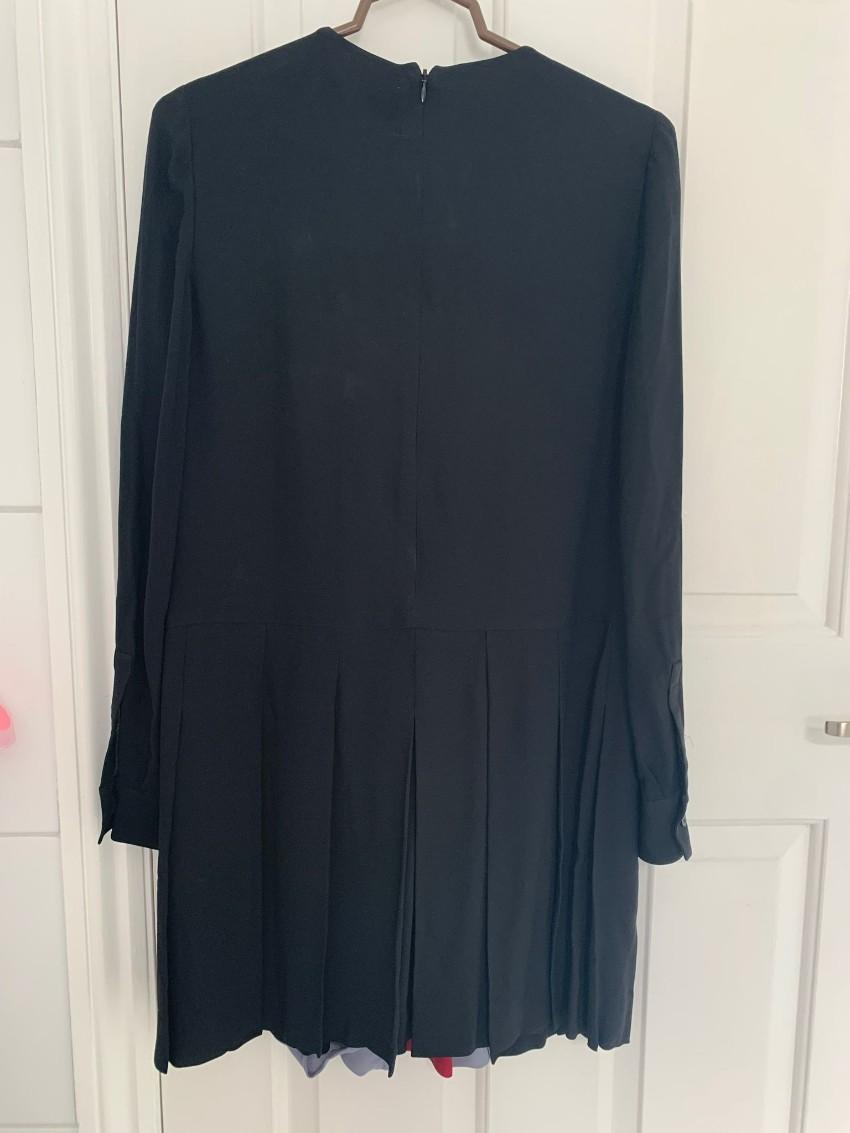 Valentino Tri-Colour Pleated Ruffle Placket Dress