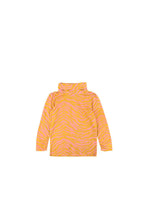 Orange And Pink Cotton Tiger Print Polo -Neck Top