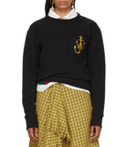 Washed Black Embroidered Cotton Sweatshirt