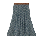 Gucci Monogram Denim Skirt with Leather Trim