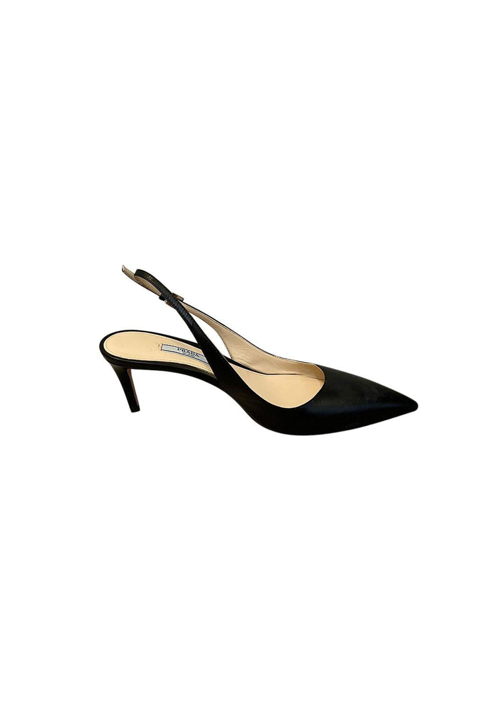Black Leather Slingback Sandals