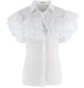 Alaia White Fine Cotton Frilly Blouse