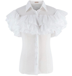 Alaia White Fine Cotton Frilly Blouse