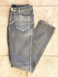 Grey silver coated straight leg jeans