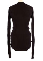 Bottega Veneta Dark Brown Long Sleeve Ribbed Top