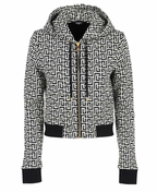 Monogram Printed Cropped Zip Up Hoodie