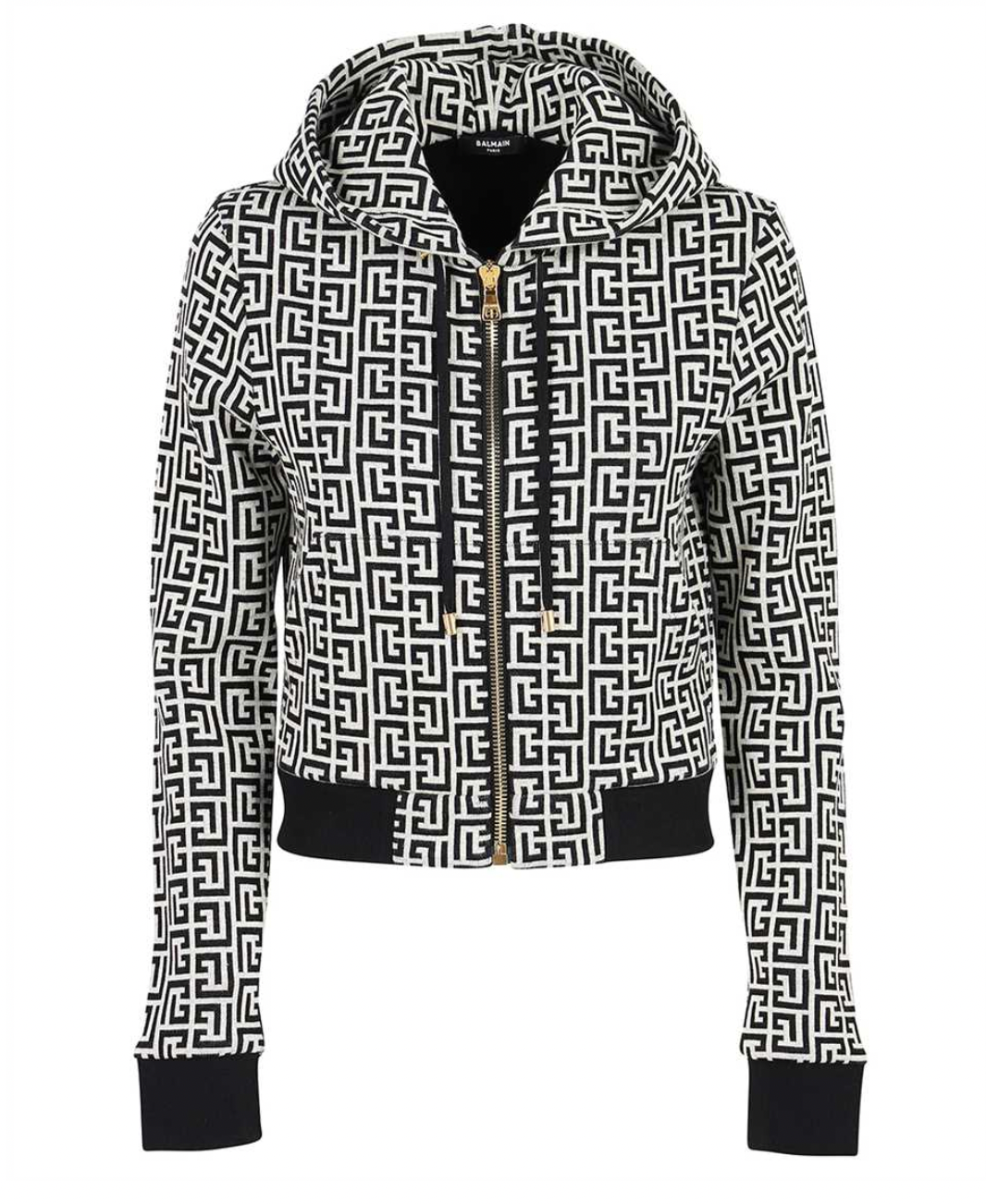 Monogram Printed Cropped Zip Up Hoodie
