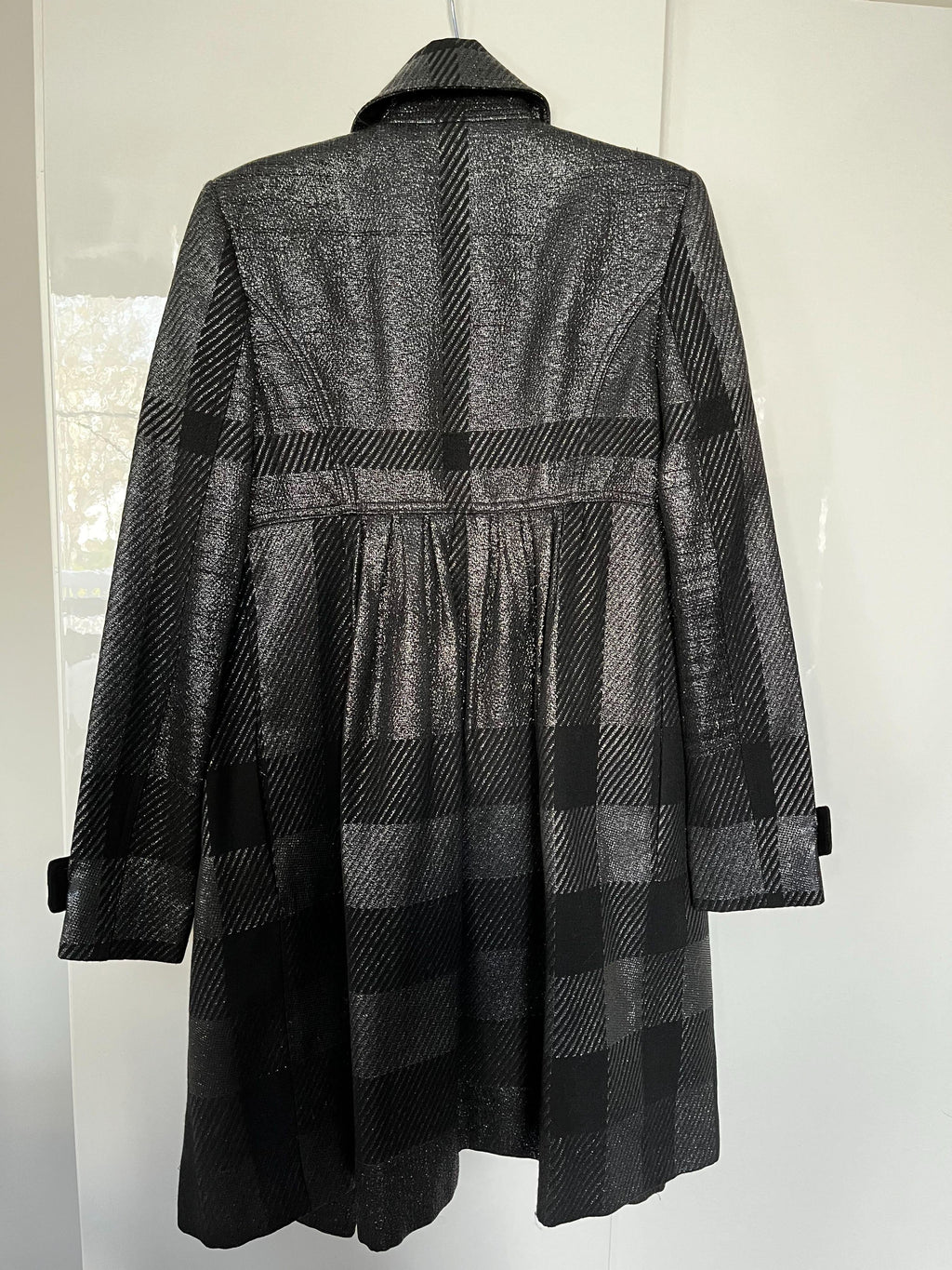 Black Lurex Woven Trench Coat