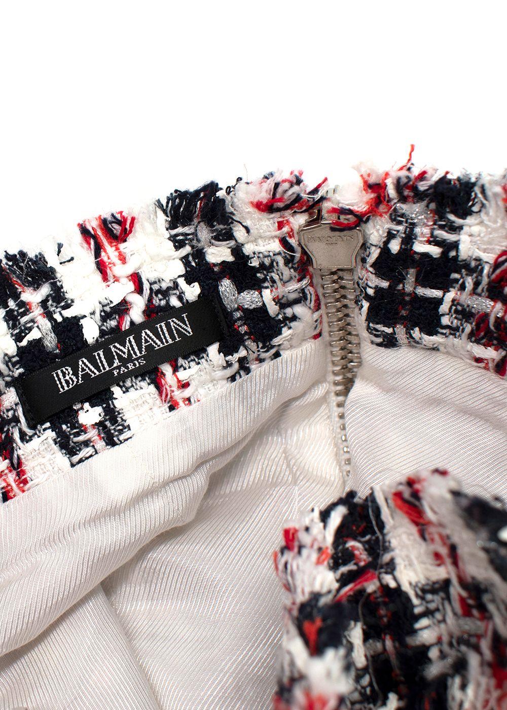 Balmain Red, White & Blue Tweed Skirt