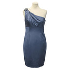 David Meister Blue One Shoulder Dress