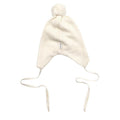 White Wool Knit Beanie with a Pom Pom and Bows