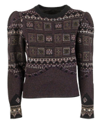 Etro Purple Patchwork Jacquard Wool Jumper