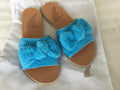 Ancient Greek blue towelling coated sandals