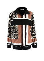Black and Beige Zip Through Jacket