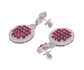 Bespoke Ruby & Diamond Set White Gold Drop Earrings