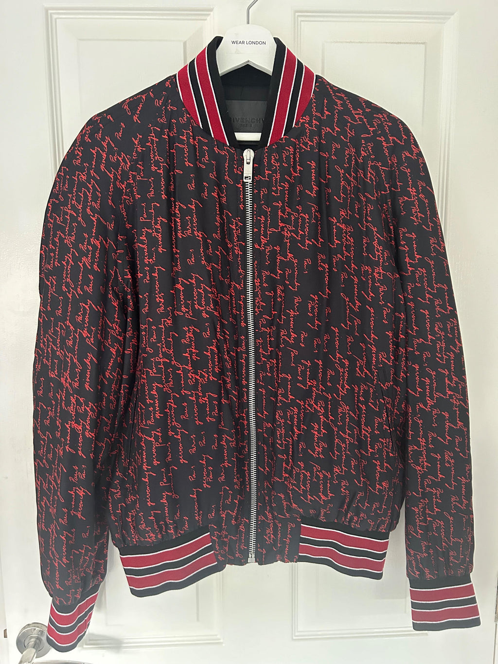 Givenchy Black and Red Silk Bomber Jacket