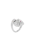 18ct white gold, diamond & ruby Serpent ring 52EU