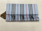 Burberry Blue Cashmere Blend Striped Scarf