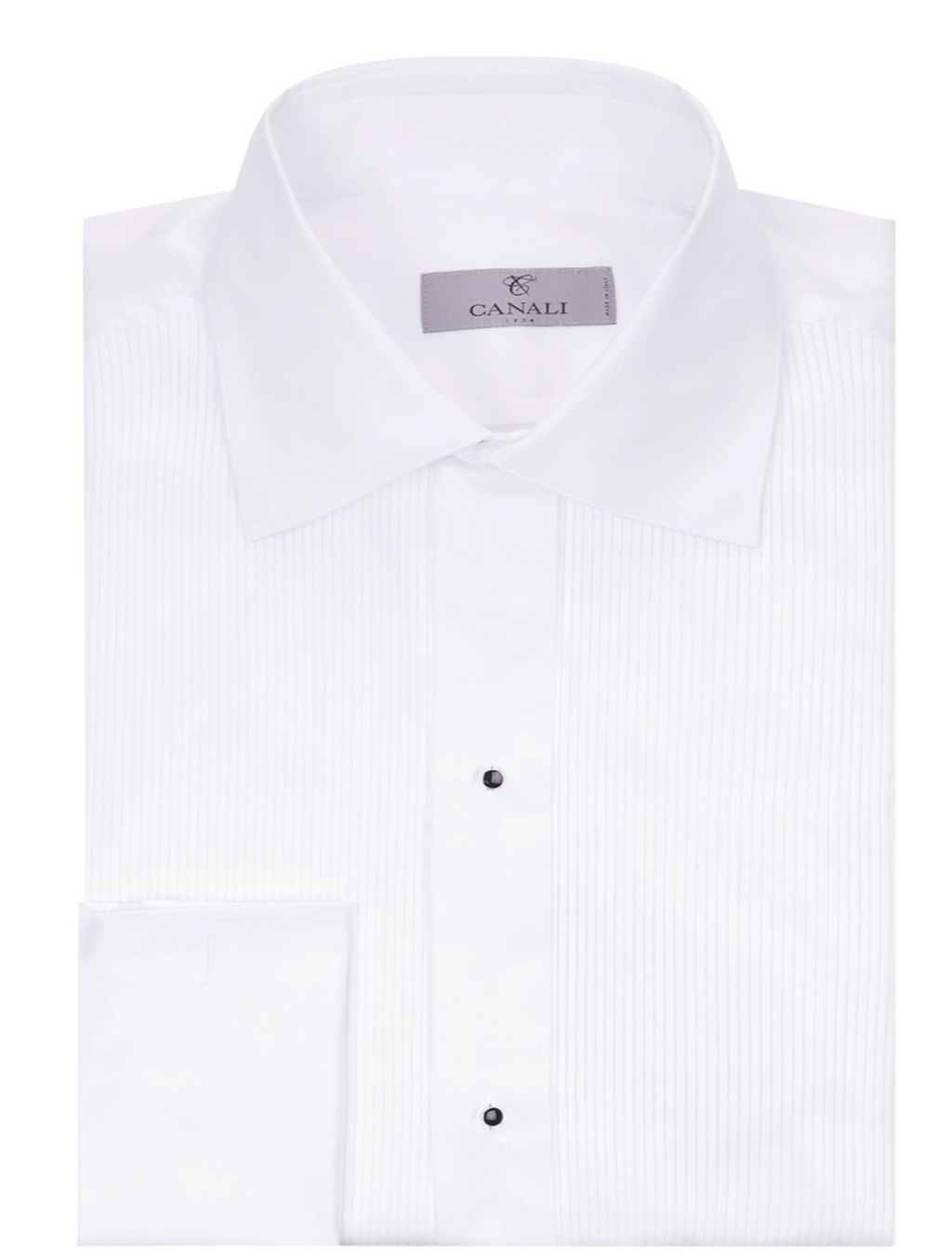 Canali White Pleated Dress Shirt