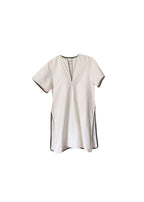 White cotton leather trimmed tunic top