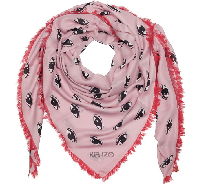 Kenzo Contrasted Multieyes Silk Blend Scarf