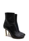 Vetements Black Leather Ankle Boots with Gold Tone Heel