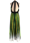 RUNWAY Elie Saab Green Patterned Deep Plunge Gown