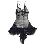 RCrescentini Private Collection Black Tulle & Devore Babydoll Set