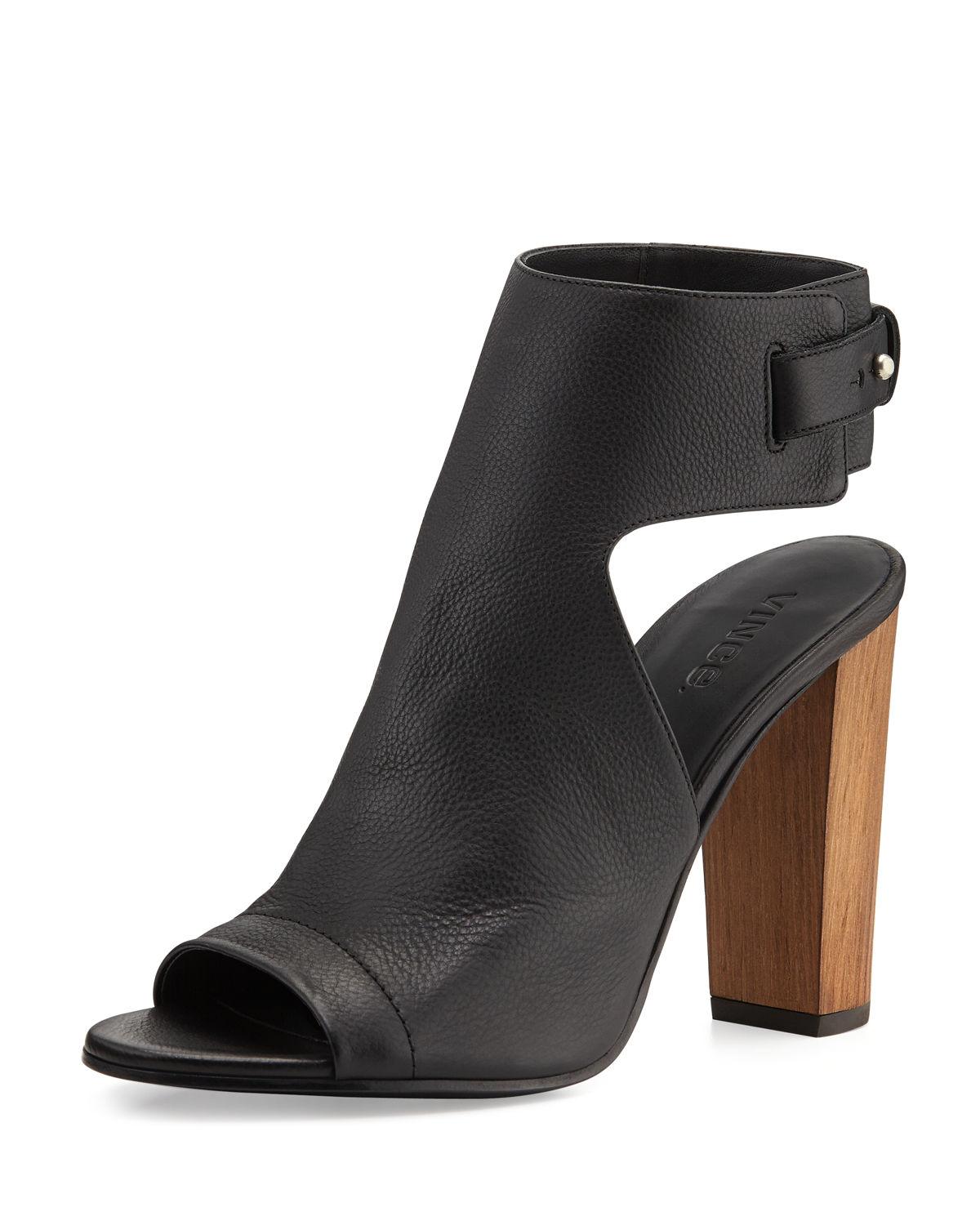 Vince Addie Leather Peep-Toe Booties