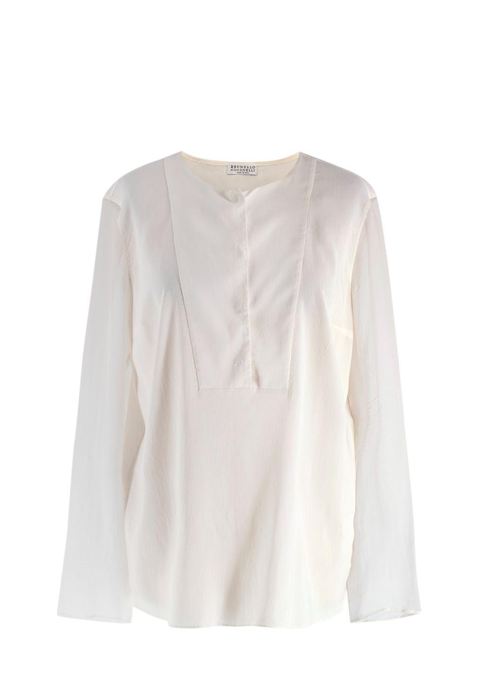 Brunello Cucinelli Cream Silk Satin Blouse