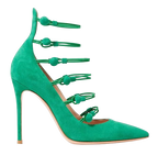 Green Suede Marquis Pumps