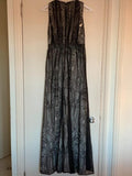 Alice + Olivia Black Sleeveless Lace Gown with White Underlay