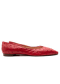 Manolo Blahnik Red Ostrich Ballet Flats