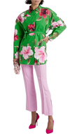 Valentino Green Floral Belted Shirt