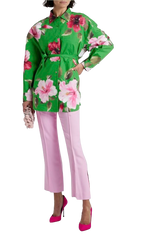 Valentino Green Floral Belted Shirt
