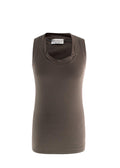 Brunello Cucinelli Soft Ribbed V Neck Tank Top