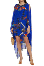 Blue Tiger Print Cape Dress