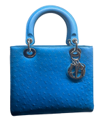 Medium Blue Ostrich Lady Dior Bag