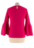 Carolina Herrera Hot Pink Wool Blend Flared Sleeve Top