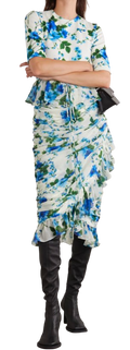 Richard Quinn Ruffled Floral-print Crepe De Chine and Jersey Dress