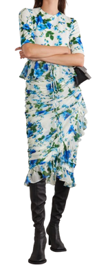 Richard Quinn Ruffled Floral-print Crepe De Chine and Jersey Dress