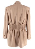 Chloe Beige Double Breasted Cinched Waist Blazer