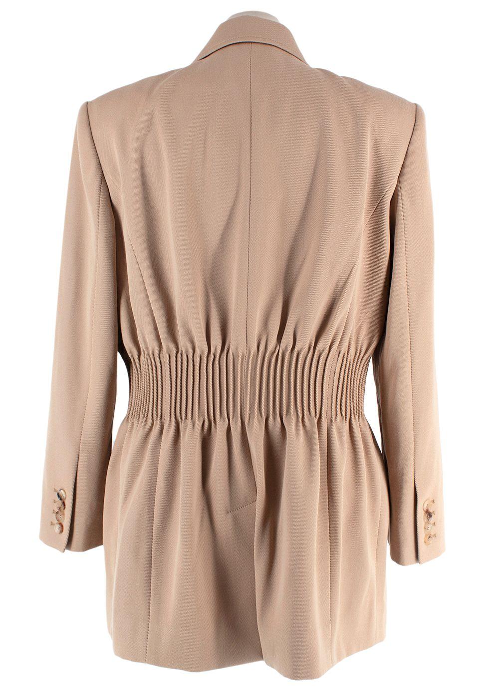 Chloe Beige Double Breasted Cinched Waist Blazer
