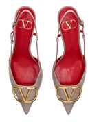 Valentino Beige Kitten Heel Sling Back Pumps
