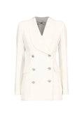 Alessandra Rich Cream Double Breasted Blazer with Crystal Jewel Buttons