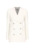 Alessandra Rich Cream Double Breasted Blazer with Crystal Jewel Buttons